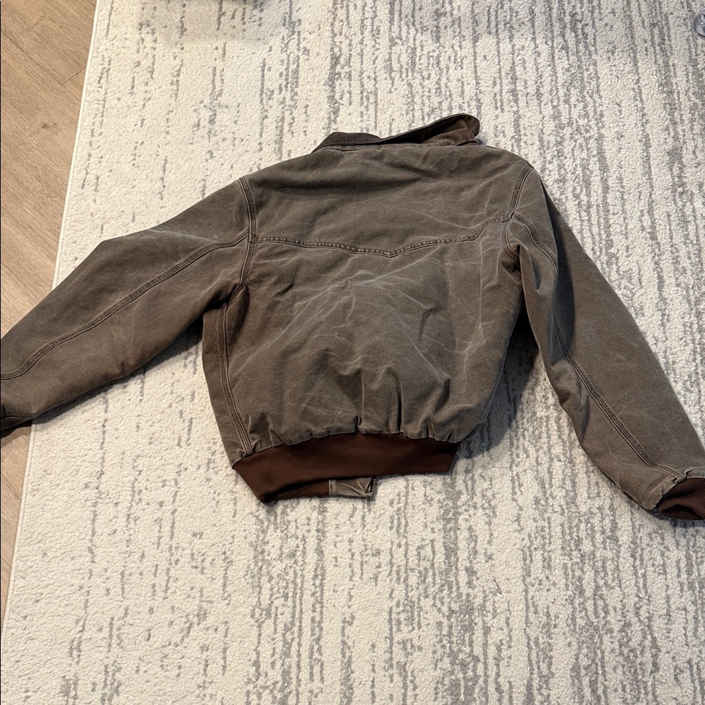 Carhartt Men's Distressed Brown Bomber Jacket